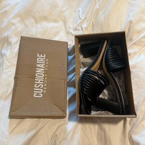Black strappy cushionaire heels